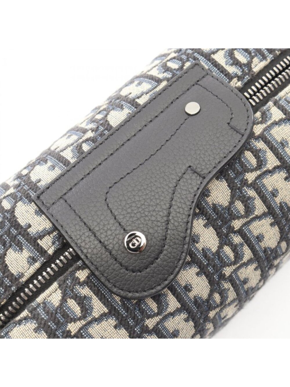 Dior Clutch Rango White Jacquard Navy Canvas Leather Blue Toiletries Case - Picture 7 of 9
